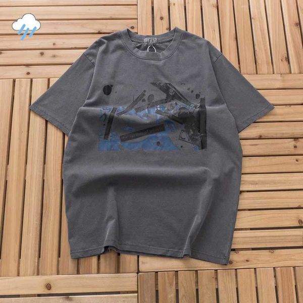 T-shirt da uomo 24SS Hip Hop Wax Dyed CAVEMPT T-shirt vintage da uomo Donna Vintage Wash Grigio scuro Extra Large T-shirt CAV EMPT C.E T-shirt moda casual J240316