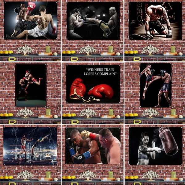 Arazzo da parete ispiratore di boxe Sanda Muay Thai - parole motivanti per palestra e allenamento, poster da appendere al muro, bandiera, striscione decorativo da parete, regalo per gli appassionati di sport da combattimento