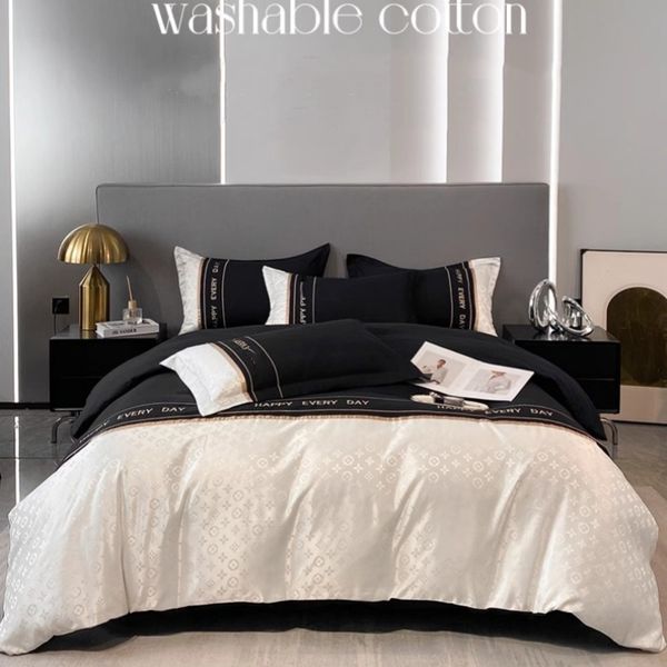 Consolador conjunto de cama conjuntos de cama designer luz luxo Feng Shui lavagem de algodão de quatro peças de cama de verão de três peças de cor sólida conjunto de lençóis