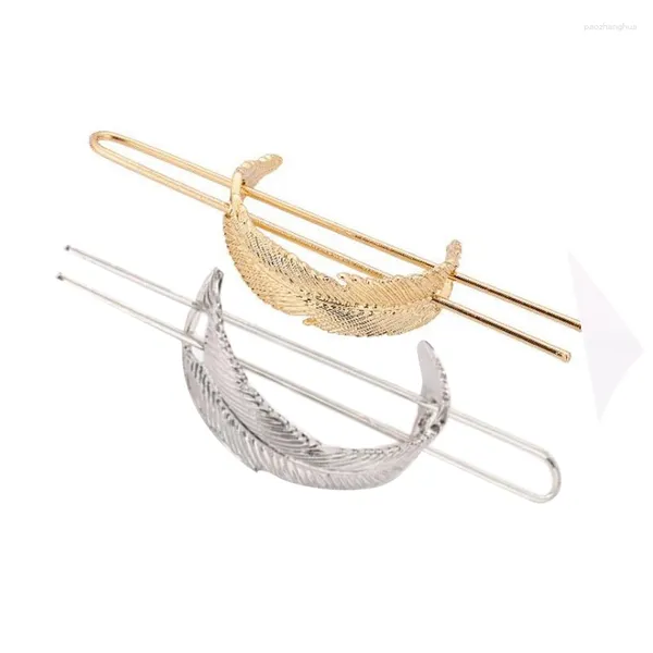 Accessori per capelli Clip in metallo Spille dorate Forcina cava in argento con foglie arricciate snocciolate per personalità