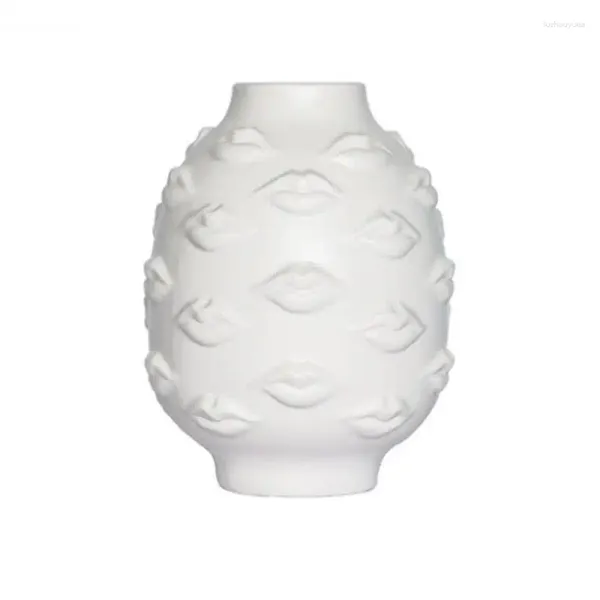 Vasi Nordic Labbra in bianco e nero Designer Vaso di ceramica Utensili floreali Fiori secchi idroponici Ikebana Ware Decorazione moderna morbida