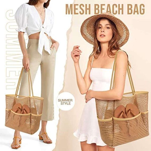 PU macio oco malha sacos de ombro moda grande capacidade sacos de praia senhoras composto bolsa ao ar livre resistência ao desgaste totes sacos