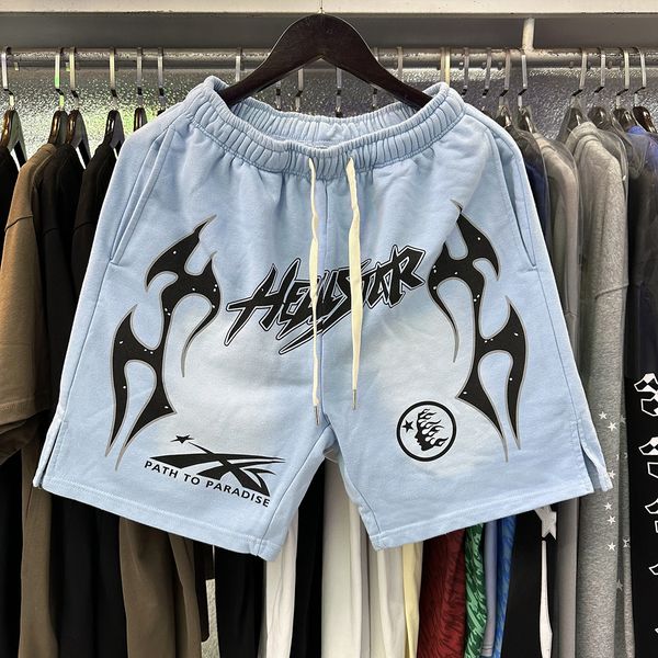 Shorts maschile Hellstar Casual Oversize Pure Cotton Tide Brand Vintage Sport Basketball Streetwear for Men Haikyuu Graphic Shorts 399