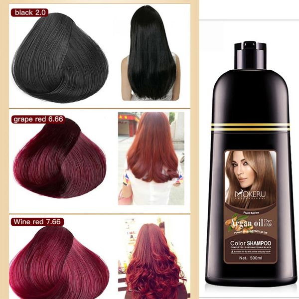 Ferramentas 1 peça 500ml shampoo de tintura de cabelo preto cobrindo cabelo permanente tintura de cabelo shampoo natural óleo de argan essência instantânea frete grátis