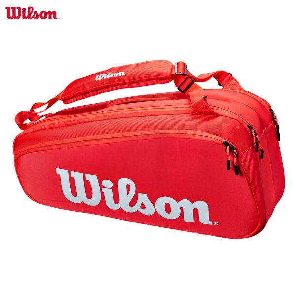 Сумки Wilson 2023 Super Tour Pro Staff 69 Pack FineKnit Coating Tennis Bag 3decks Rackeck Racket Bag с термогардом Red