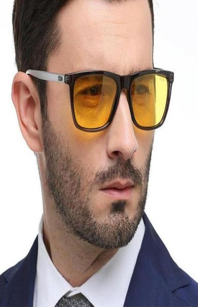 Óculos de sol anti brilho visão noturna carro condução óculos polarizados masculino alumínio vintage designer amarelo lens6552254