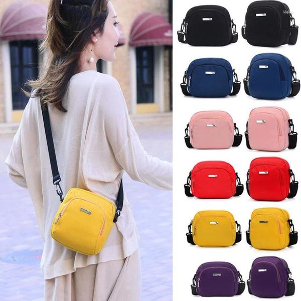 Saco 2024 mini mensageiro de ombro para mulheres bolsa de telefone celular oxford cor sólida crossbody smartphone bolsa com zíper