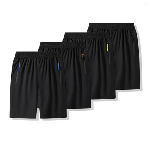 Herren-Shorts für Herren, Sommer, schnell trocknend, für Fitnessstudio, mit Reißverschlusstaschen, Liner für Lauftraining, lässig, elastischer Bund