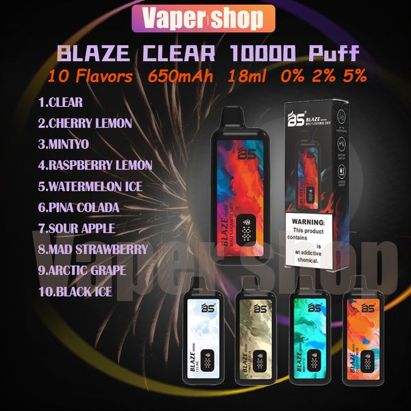 Sigaretta elettronica usa e getta originale Breze Stiik BLAZE BS 10000 con indicatore LED di alimentazione a batteria E-Liquid ricaricabile 650mAh 18ml sbuffi 10k