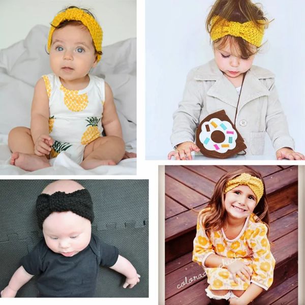 moda 13 colori Simpatico stile boho in lana lavorata a maglia per ragazza fascia invernale Morbidi paraorecchie per bambini accessori per capelli LL