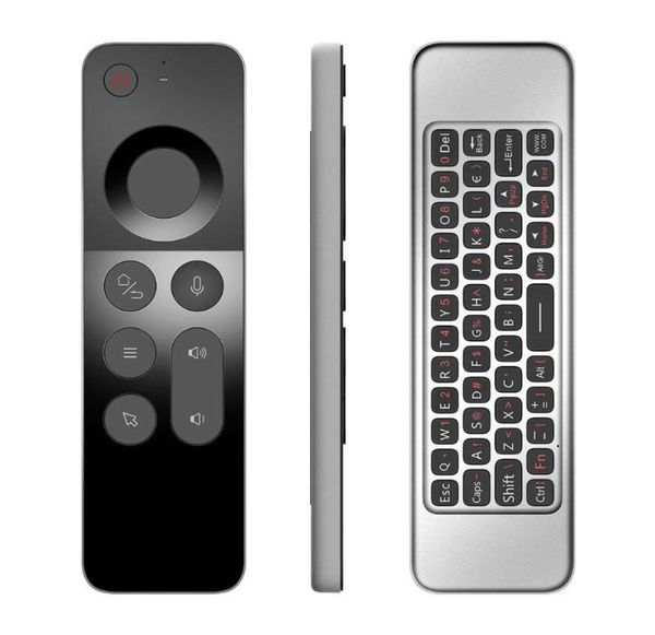Smart Home Control W3 Wireless Air Mouse ultrasottile 24G IR Learning Voice Remote con giroscopio amplificatore Tastiera completa per Android T2202837