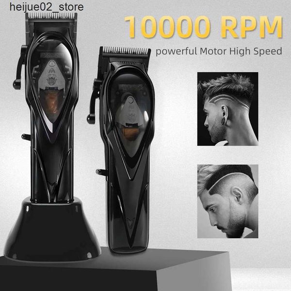 Barbeadores elétricos sem fio máquina de cortar cabelo profissional para homens elétrico ajustável aparador de cabelo barbeiro máquina de corte de cabelo 10000rpm recarregável q240318