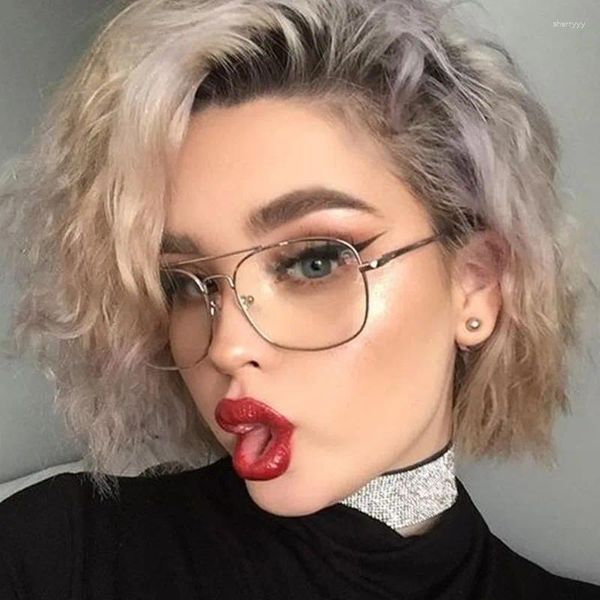 Sonnenbrillenrahmen Vintage Gold Metallrahmen Brillen Herren Damen Sonnenbrille Retro Quadratische optische Linse Brillen Nerd Klare Oculos