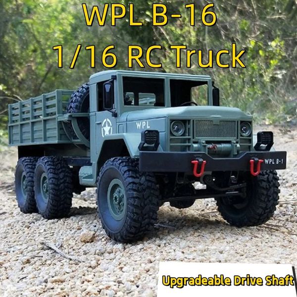 WPL 1 16 B16 24G Controle Remoto Caminhão Militar RTRKIT Versão SixWheel Drive Simulação Brinquedo Escalada Modelo de Carro Presente de Feriado 240315