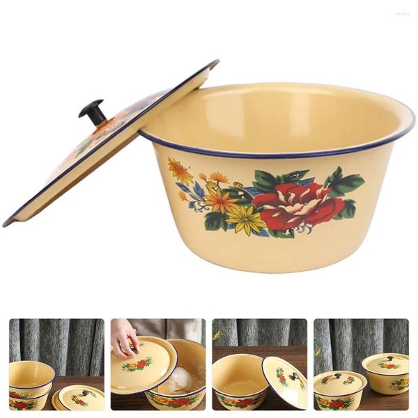 Set di stoviglie Old Fashioned Lardo Bacinella Smalto Vintage Ciotola Pasta Verdura Condimento Miscelazione Cucina Smalto Olio