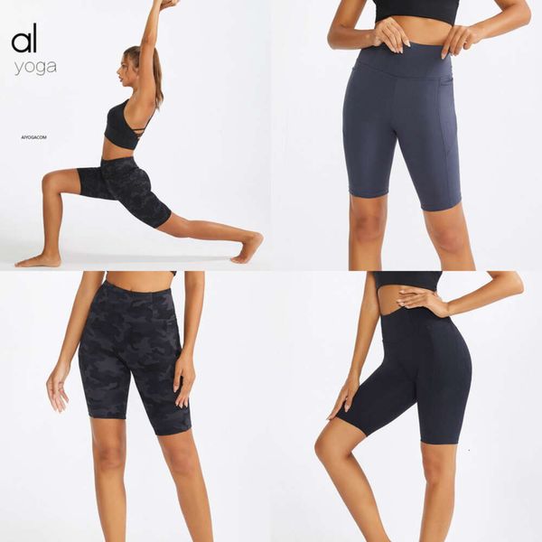 2024Aloyoga Donna Estate Nuovi Pantaloncini da Yoga Abbigliamento, Asciugatura rapida con Tasche, Corsa Fitness, Glutei Pesca all'aperto per Pantaloncini da Movimento di Marca da Donna