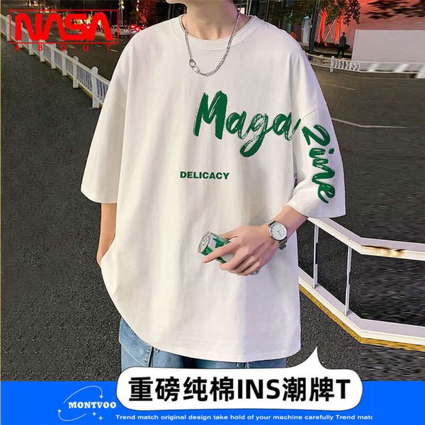 T-shirt da ragazzo per ragazzi Instagram della nuova marca di moda estate 2023 in puro cotone a maniche corte della NASA per abbigliamento da uomo