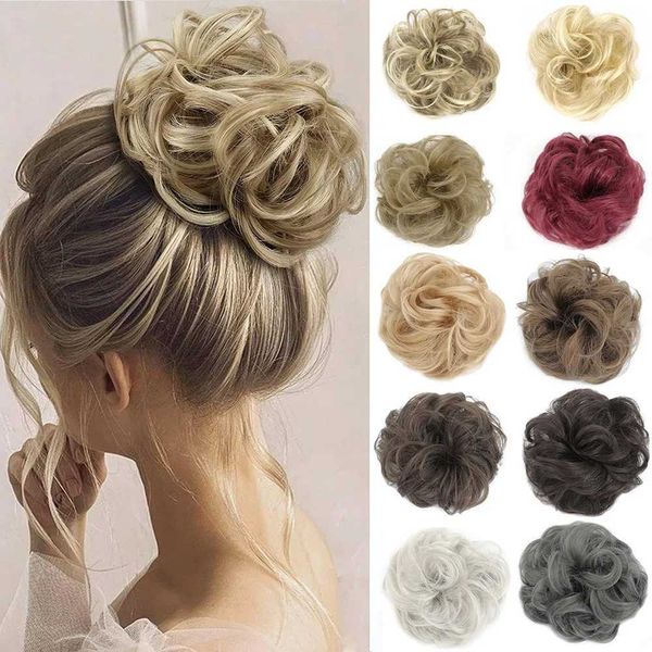 Perucas sintéticas ranyu bagunçado cabelo sintético bun falso cabelo mulheres chignon cabelo encaracolado peruca elástica peças nupcial fácil bun 240329