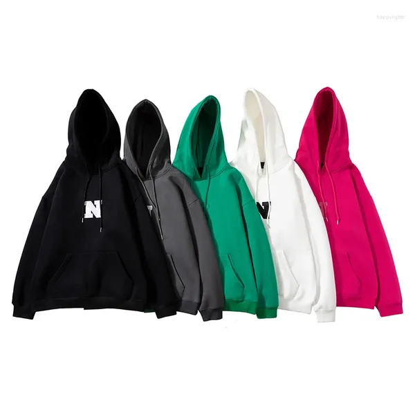 Männer Hoodies 2024 Frühling Hoodie Flut Marke Greifen Samt Stickerei Brief Einfarbig Lange ärmeln Lose Streetwear