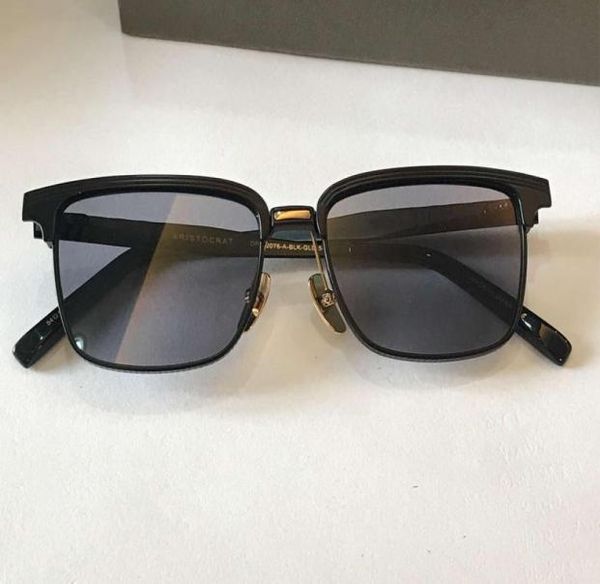 Vintage siyah kare güneş gözlükleri gri lens altın burun pedleri 2076 güneş gölgeleri erkekler güneş gözlüğü ile yeni kutu7938635