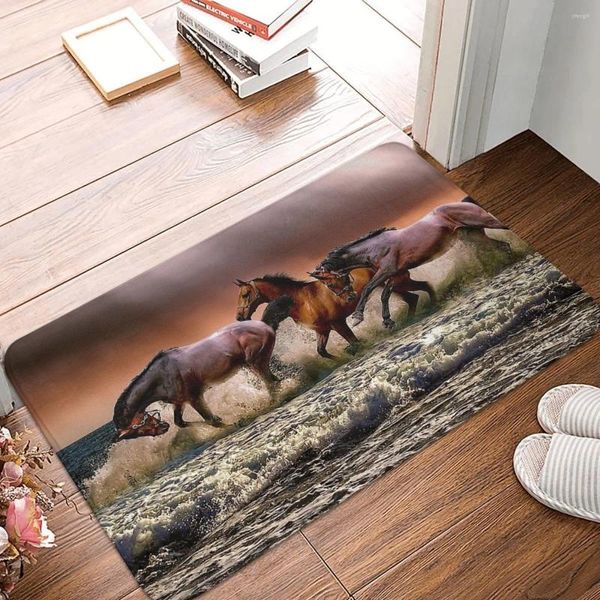 Tapetes galopando cavalo correr rapidamente antiderrapante capacho banho cozinha tapete bem-vindo tapete interior padrão decoração