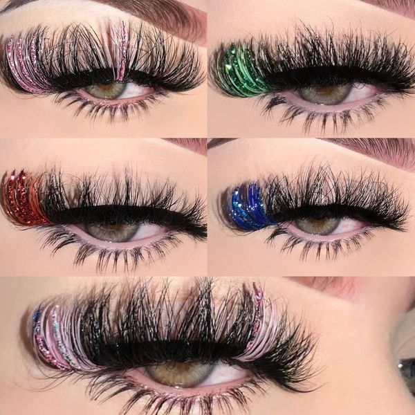 3D Farbe Falsche Wimpern Natürliche Lange Bunte Wimpern Dramatisches Make-up Gefälschte Wimpern Party Farbige für Cosplay Halloween 240318