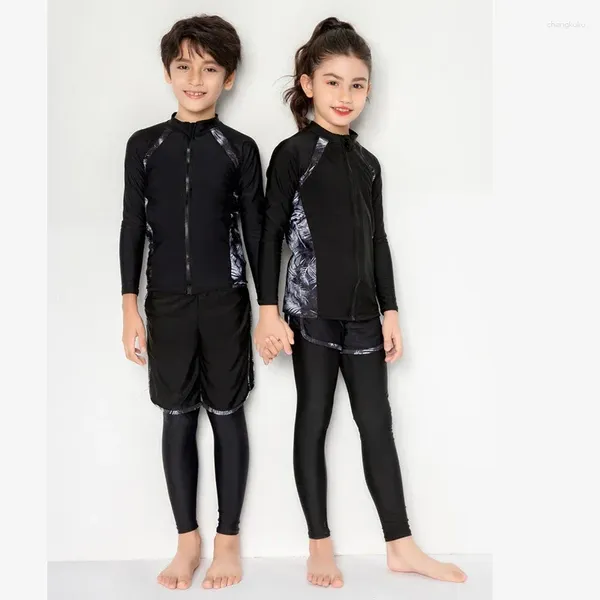 Roupa de banho feminina meninos meninas manga longa uv proteção solar camisa de natação calças troncos secagem rápida ao ar livre rash guard surf topos bottoms