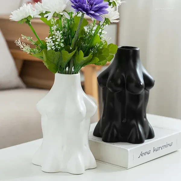 Vasen Nordic Menschlichen Körper Figur Simulation Keramik Vase Getrocknete Blume Bücherregal Skulptur Dekor Hause Zimmer Tisch Statuen Ornamente Handwerk