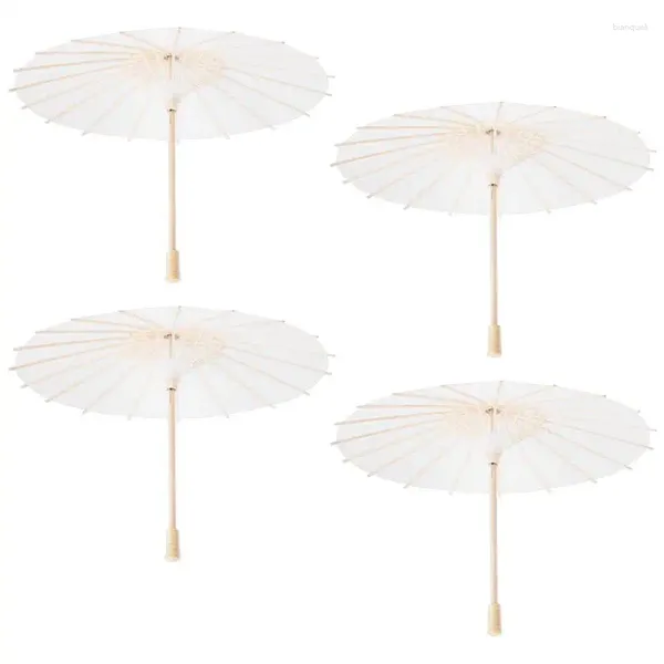 Guarda-chuvas Oyard 4 pcs Papel Branco Parasol Guarda-chuva Chinês Japonês Decoração de Casamento Diâmetro DIY Óleo