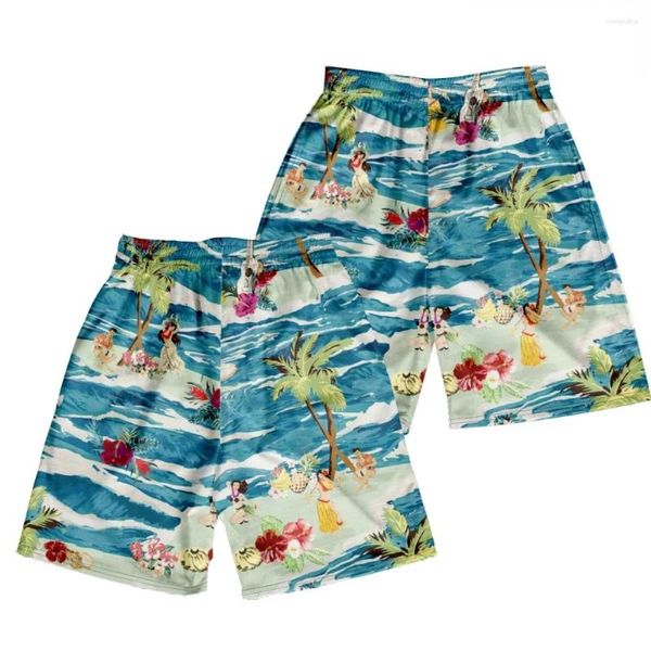 Pantaloncini da uomo stile hawaiano palme uccelli pantaloni cargo streetwear casual spiaggia basket palestra fitness casa sport abbigliamento da uomo