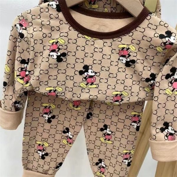 Kinder-Pyjama, Heimkleidung aus reiner Baumwolle, Frühlings- und Herbst-Kinderset, Baby-Pyjama ohne Knochen, Pyjama-Hose, Unterwäsche-Set, 90 cm–160 cm, A1