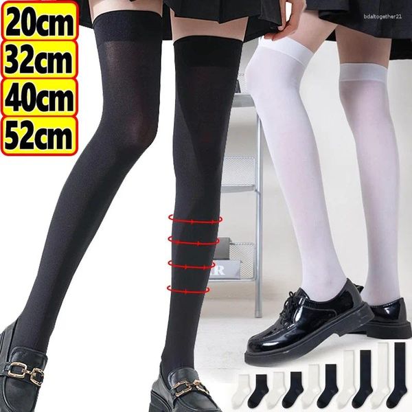Kadın Çorap JK Stocking Lolita Tekdüze İnce Uzun Naylon Elastik İpek Sox Beyaz Siyah Diz Çorap Yaz iç çamaşırı 20-52cm