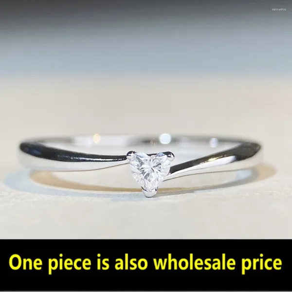 Anéis de cluster 925 prata esterlina em forma de coração corte laboratório gemstone simples anel feminino festa boutique jóias atacado