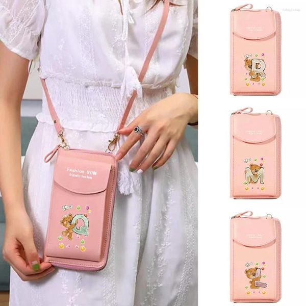 Saco das mulheres do telefone móvel universal para apple/lg crossbody sacos de ombro bolsas luxo bolsa urso carta impressão carteira organizador