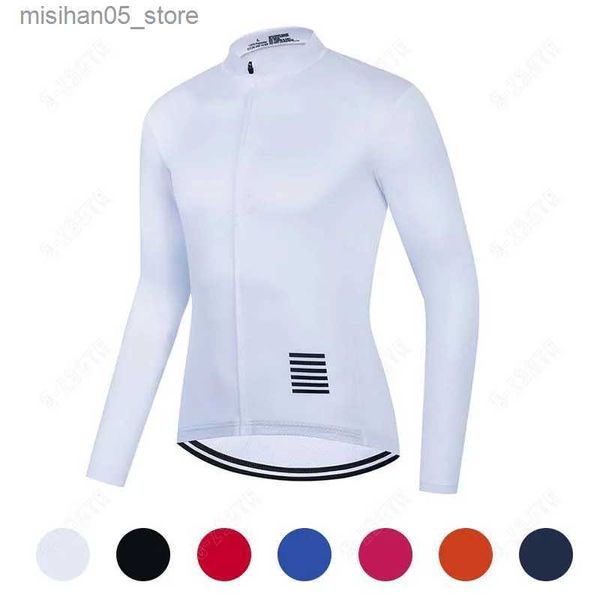 Трикотажные изделия Мужская велосипедная куртка белая с длинными рукавами осенняя велосипедная одежда MTB Pro Team велосипедная рубашка велосипедная одежда Mallot Ciclismo Hombre Q240318