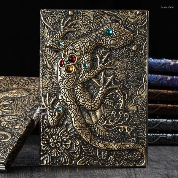 Dekoratif figürinler kabartmalı Gecko ciltli defter vintage not defteri bakır ev dekor heykel