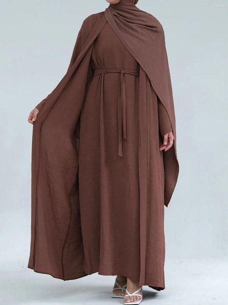 Abbigliamento etnico Set due pezzi Abito cardigan Abaya Abito lungo Moda Festa da sera Donna Musulmana Marocchino Caftano Jalabiya Islam Dubai Arabo