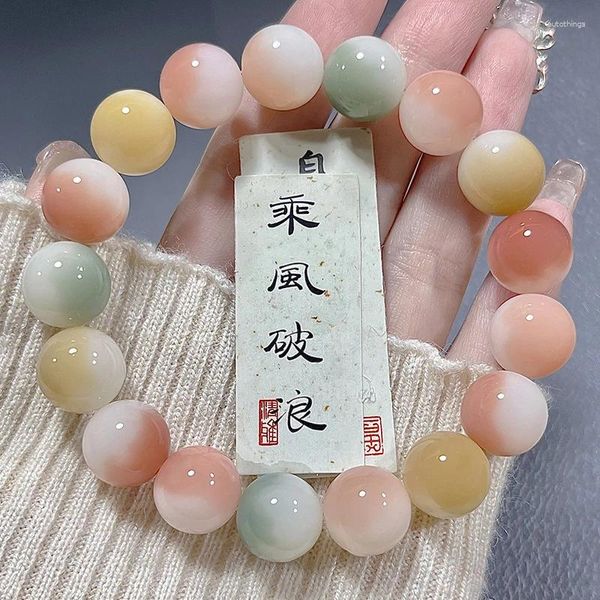 Bracciale rigido in resina con radice di Bodhi, seme verde, cerchio singolo, Gao Shuwen suona perline di Buddha attorno al dito classico