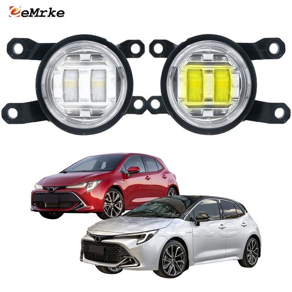 EEMRKE LED-Auto-Nebelscheinwerfer-Baugruppe für Toyota Corolla Schrägheck 2018 2019 2020 2021 2022 2023 2024, Frontstoßstangen-Nebelscheinwerfer mit Linse, DRL, 30 W, 12 V, Weiß oder Gelb