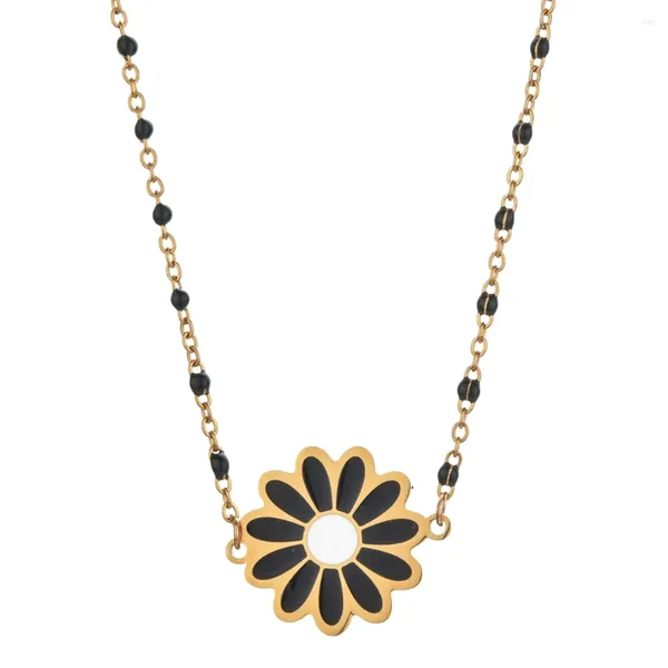 Collane con ciondolo ZMZY Catena in acciaio inossidabile Sunshine Sunflower per le donne Regalo di gioielli con ciondolo a forma di margherita color oro