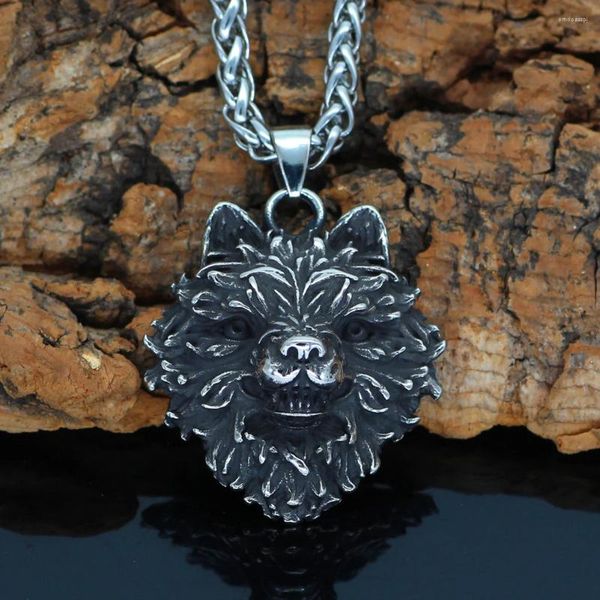 Colares de pingente Noridc Viking Wolf colar de aço inoxidável para homens com saco de presente