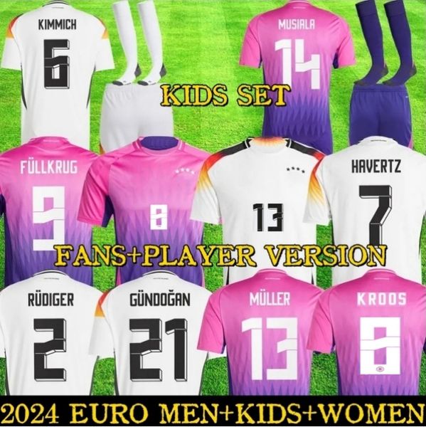 24 25 Germanys Wirtz Soccer Jersey 2024 Euro Havertz National Team Shirts da calcio Women Men Kit Kit Set Home White Away Away Musiala Muller Muller Hofmann Kimmich