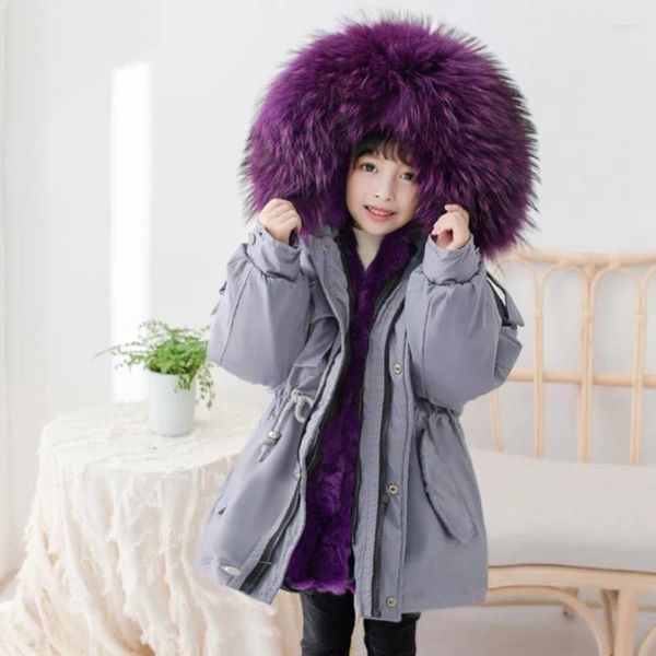 Куртки 110-180 см, холодные зимние шубы для мальчиков и девочек, парки из натурального рекса с капюшоном, детская более толстая теплая куртка, детская верхняя одежда A1811