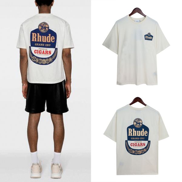 Rhude Erkek Tişört Yüksek kaliteli Tess Tasarımcı Günlük Moda Kısa Kollu Avrupa Amerika Erkek Kadınlar Yuvarlak Boyun Tshirts FashionPulse