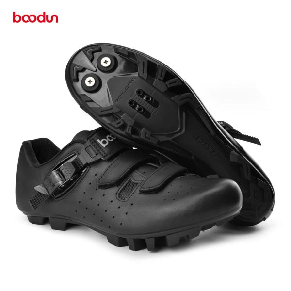 Botas Novo estilo Boodun Men Mulheres Mulheres Sapatos de Ciclismo de Ciclismo genuínos Sapatos de bicicleta de montanha de nylon de nylon de nylon respirável com trava com trava