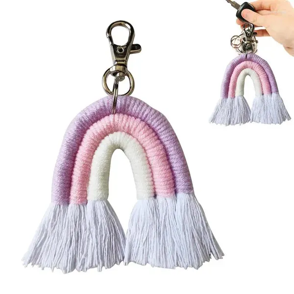 Dekoratif Figürinler Gökkuşağı Keychain Yenilik Kolye Dekorasyonu Kızlar için El Yapımı Renkli Boho Anahtar Tutucu Çanta Cüzdan Çanta Zinciri