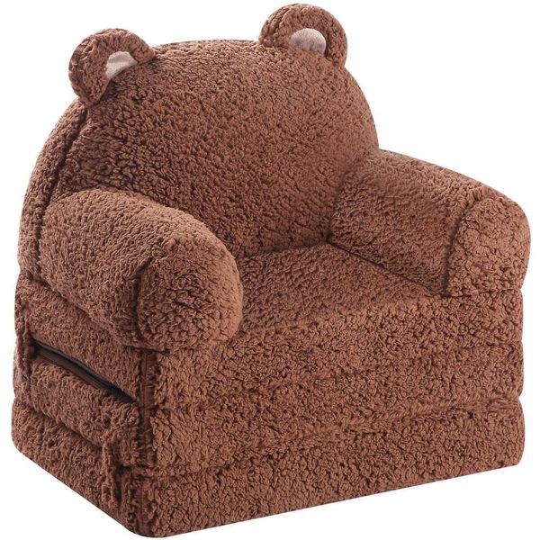 MOMCAYWEX faltbares Sofa, Sherpa-Teddybär-Kleinkind mit dreifach faltbaren Schaumstoffkissen, bequeme Couch für Kinder ab 18 Monaten