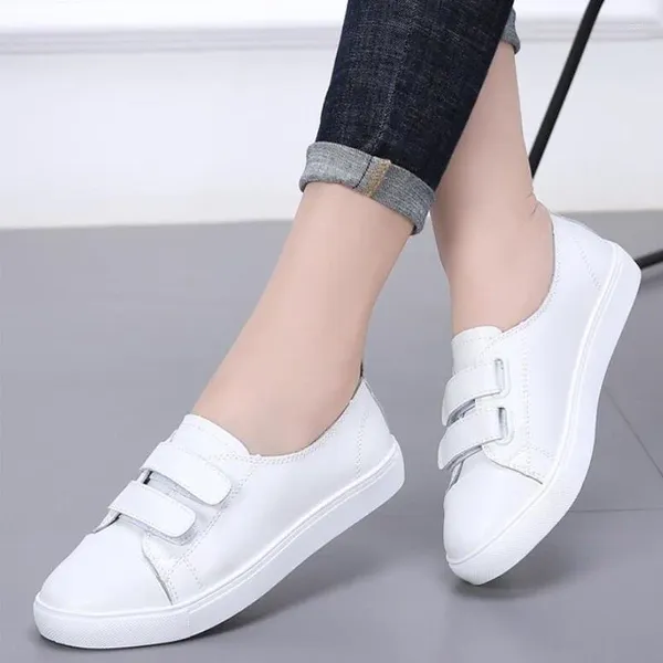 Casual Schuhe Frühling Weißes Leder PU Für frauen Atmungsaktive Laufschuhe Studenten Turnschuhe Tennis Weibliche Haken Schleife Herbst