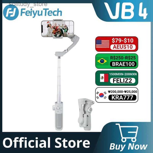 Estabilizadores FeiyuTech VB4 móvel estabilizador de articulação universal rastreamento facial 3 eixos embutido selfie stick botão de foco portátil iPhone 15 Pro Q240320