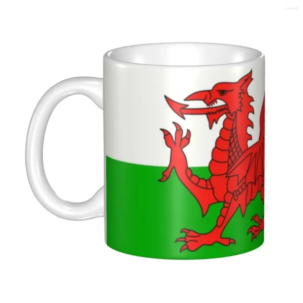 Tassen Tasse mit Wales-Flagge, personalisierbar, walisischer roter Drache, Keramik, Kaffee, kreatives Geschenk, für Männer und Frauen, Outdoor, Arbeit, Camping